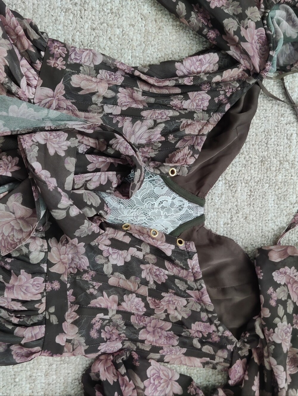 V. Chapman Black Floral Maxi Dress with Pink Accents - Picture 10 of 11